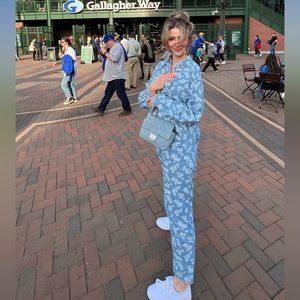 Denim Floral Jumpsuit